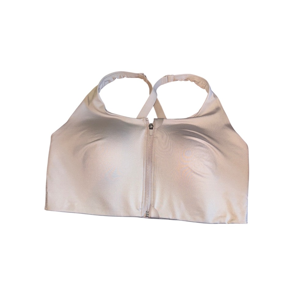 Avia XXL Women's High Support Zip Front Sports Bra‎ Beige Cross Back